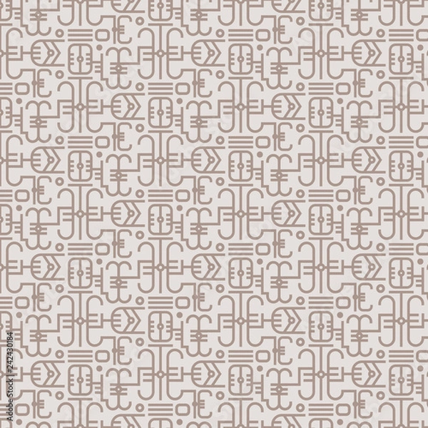 Fototapeta Seamless vector pattern with ethnic hieroglyph symbols. Abstract vector background