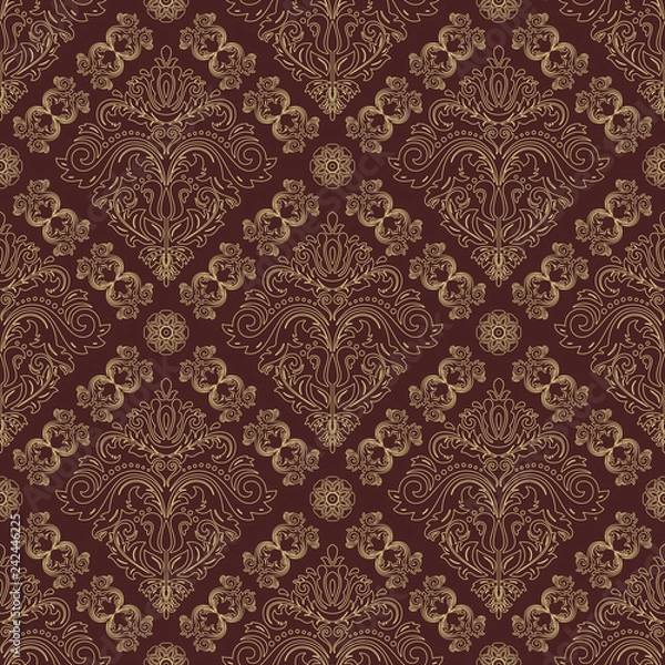 Fototapeta Orient vector classic pattern. Seamless abstract background with vintage elements. Orient brown and golden background. Ornament for wallpaper and packaging