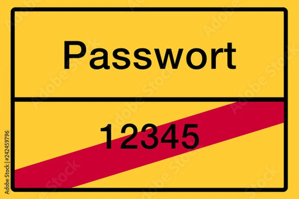 Fototapeta Symbolisches Ortsschild mit Darstellung schlechter Datenschutz, Internetsicherheit