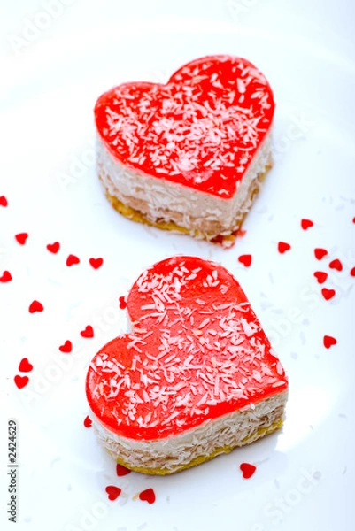 Obraz two jelly heart-shaped cakes