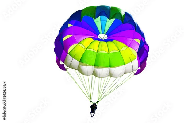 Fototapeta Bright colorful parachute on white background, isolated.