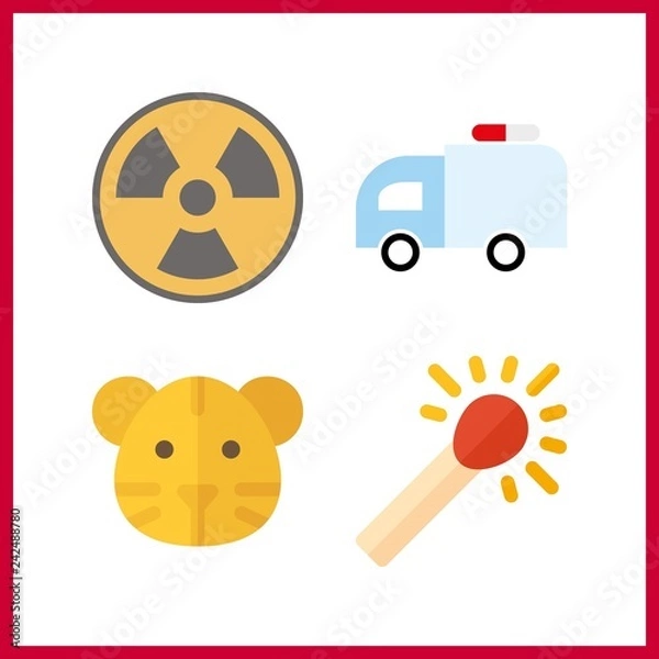 Fototapeta 4 danger icon. Vector illustration danger set. tiger and match icons for danger works