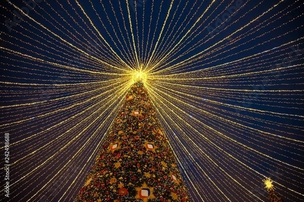 Obraz Large Moscow Christmas tree with yellow lights