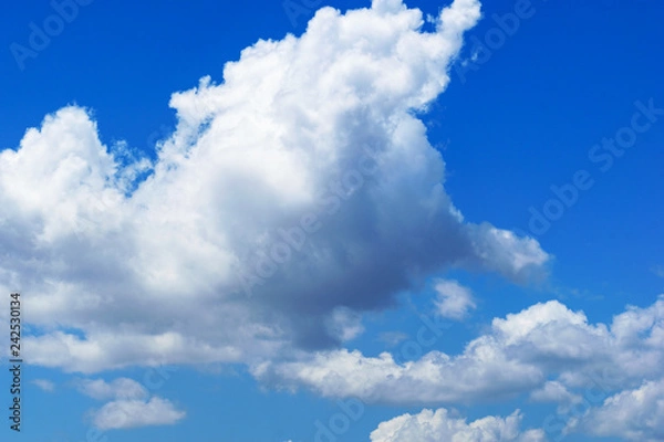 Obraz Blue summer sky white cumulus clouds background