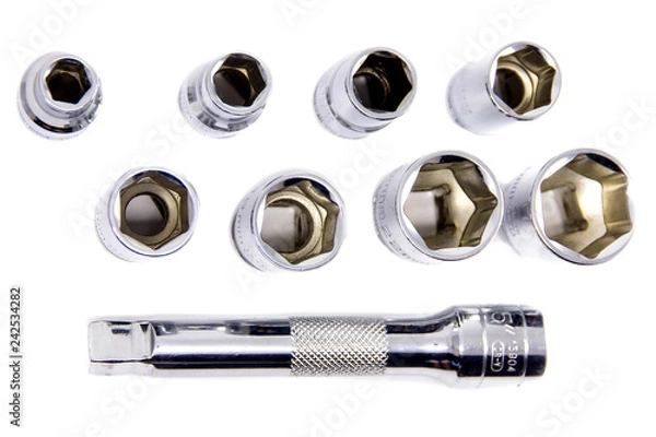 Obraz Torx Socket set for spanner on white background