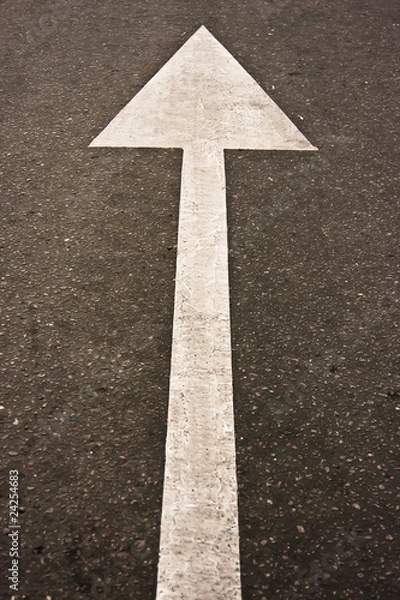 Fototapeta White arrow on asphalt