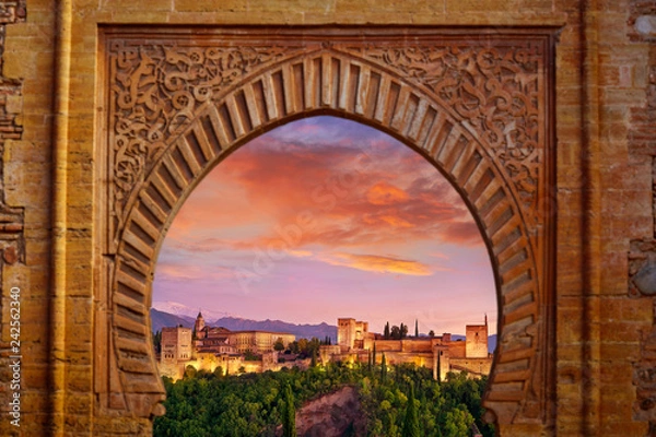 Obraz Alhambra Arch ilustracja Granada Mount
