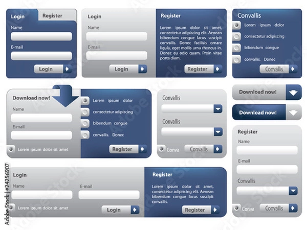 Obraz Website form set - blue silver