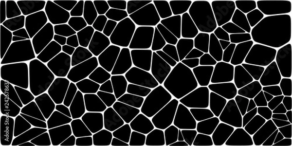 Obraz Witraże kolorowe voronoi z filetem, streszczenie wektor. Nieregularny wzór tła komórek. Kształty geometryczne 2D. Współczynnik proporcji 2: 1