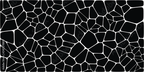 Obraz Stained glass colorful voronoi with fillet, vector abstract. Irregular cells background pattern. 2D Geometric shapes grid. Aspect Ratio 2:1