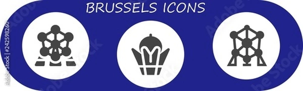Fototapeta Vector icons pack of 3 filled brussels icons