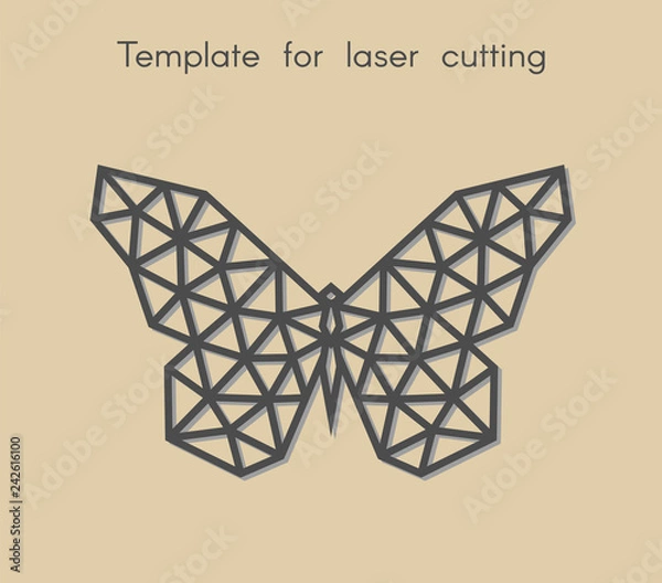Fototapeta 	
Template animal for laser cutting. Abstract geometric butterfly from triangle for cut. Stencil for decorative panel of wood, metal, paper. Vector illustration.