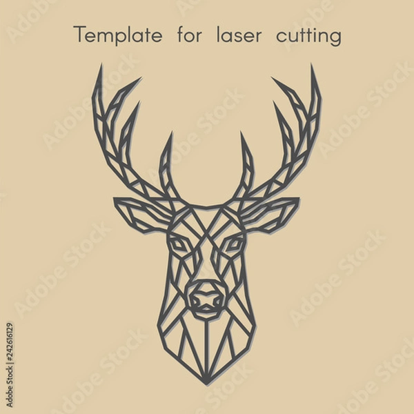 Fototapeta 	
Template animal for laser cutting. Abstract geometric deer for cut. Stencil for decorative panel of wood, metal, paper. Vector illustration.