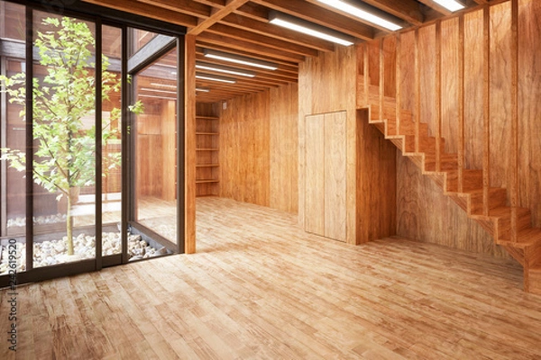 Obraz Contemporary Eco House Architecture - 3d visualization