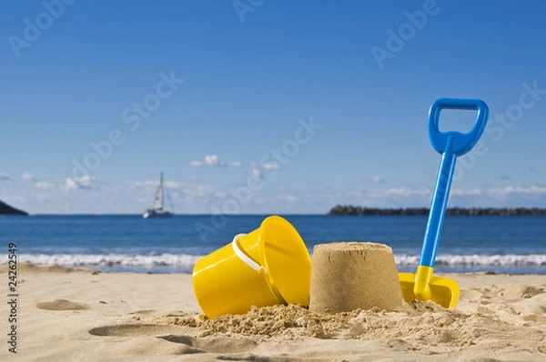 Obraz Sand,spade and bucket