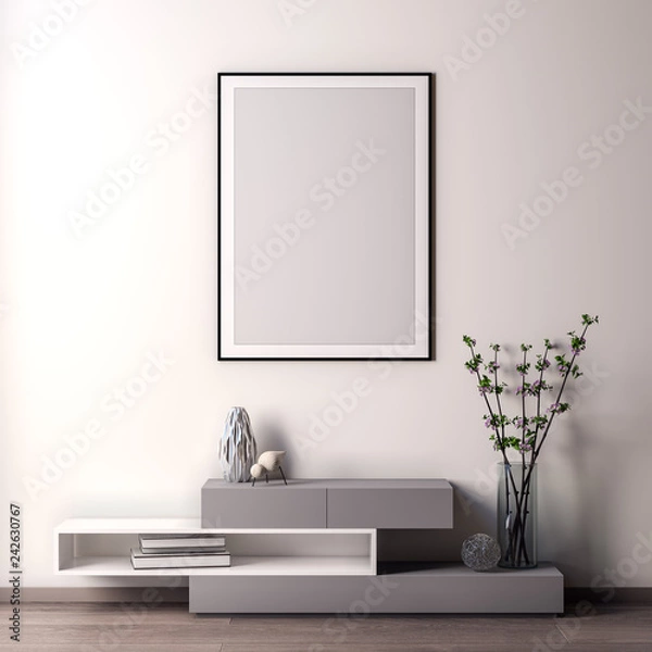 Fototapeta Mock up poster frame in Interior, modern style, 3D illustration