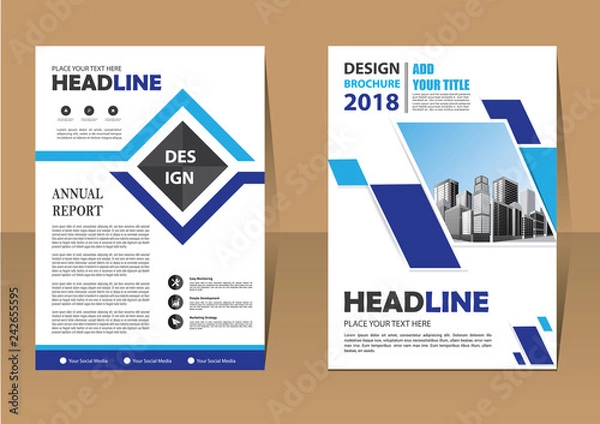 Obraz Business abstract vector template. Brochure design, cover modern layout, annual report, poster, flyer in A4 with colorful triangles, geometric shapes for tech, science, market with light background