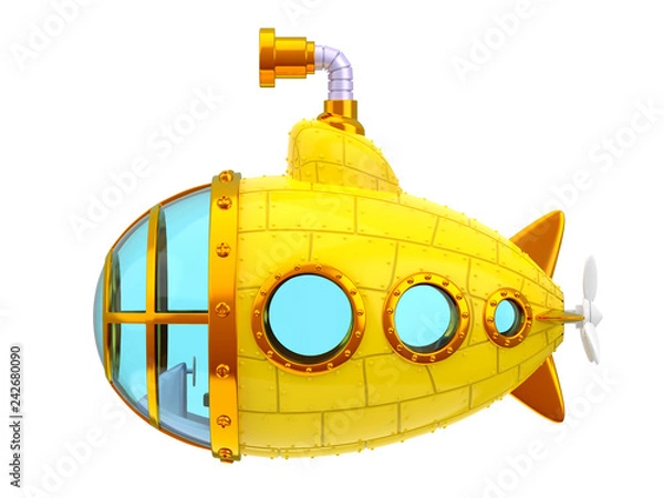 Fototapeta cartoon yellow submarine side