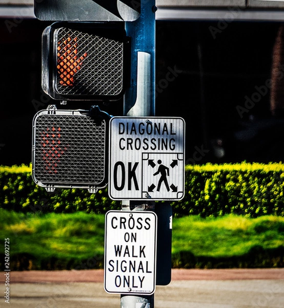 Obraz diagonal crossing crosswalk sign