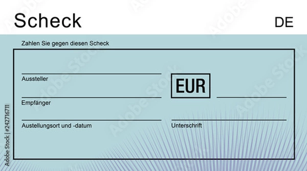 Fototapeta Vorlage eines Spendenschecks zur Übergabe, blanko in Vektor