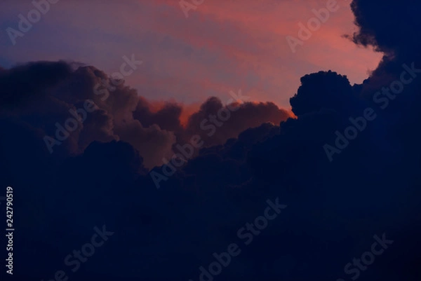 Obraz beautiful twilight sky with red, orange and blue colors