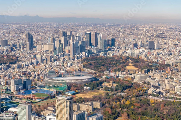 Obraz 建設中の新国立劇場と新宿ビル群の空撮