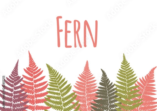 Obraz Fern leaf background. Tropical botanical card. Vector illustration