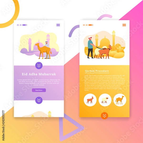 Fototapeta Eid Adha App Mobile Interface Vector Template Illustration User Experience