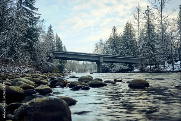 Fototapeta Bridge over River in Winter