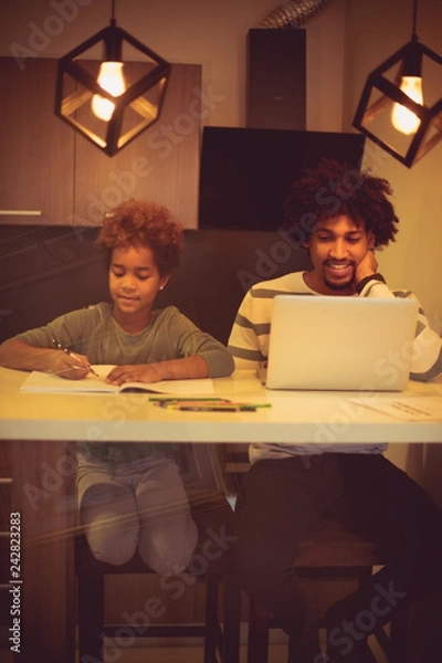 Fototapeta Work and family can go together.