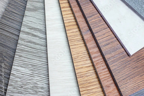 Obraz PVC Polymer Vinyl sample for customers to choose the floor design within the copy space .