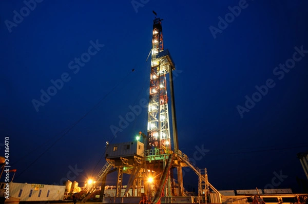 Obraz Drilling rig in the night