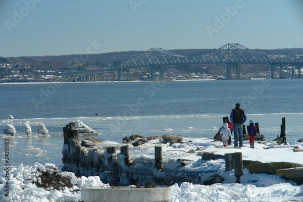 Obraz winter scene hudson river ny