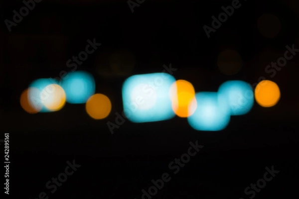 Fototapeta Blue Yellow White bokeh. blurred lights for abstract color background