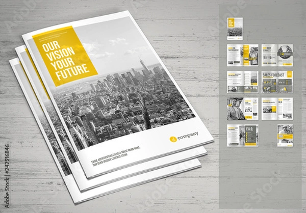 Fototapeta Business Brochure Layout with Yellow Accents