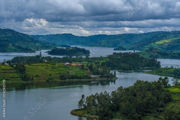 Obraz Panoramic view from Bunyonyi lake in Uganda