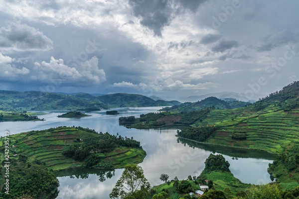 Obraz Panoramic view from Bunyonyi lake in Uganda