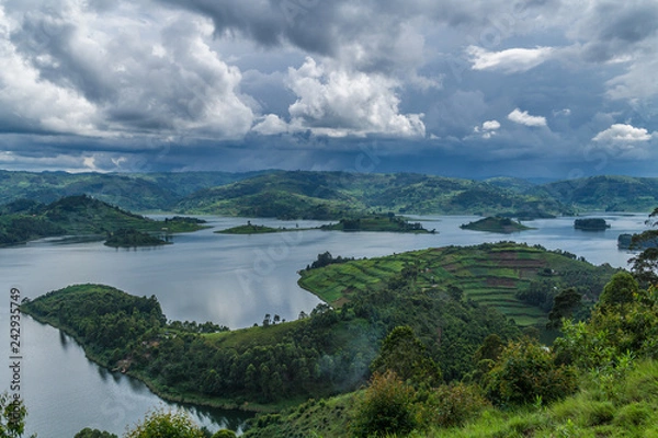 Obraz Panoramic view from Bunyonyi lake in Uganda