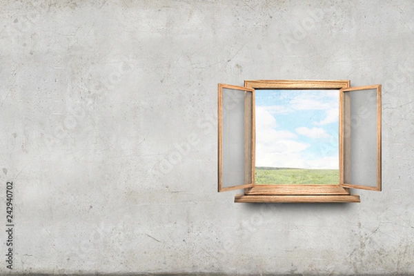 Fototapeta Window in wall. Mixed media
