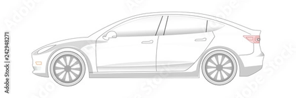 Fototapeta Electric Car transparent silhouette. Ready to colorize