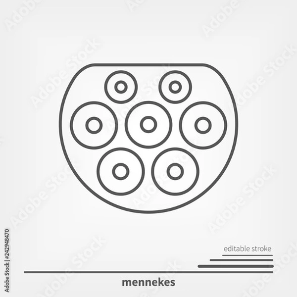 Fototapeta Electric Car charging plug Type 2 Mennekes Europe. Line icon witch editable stroke