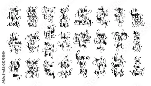 Fototapeta set of 25 hand lettering inscription text, motivation and inspir