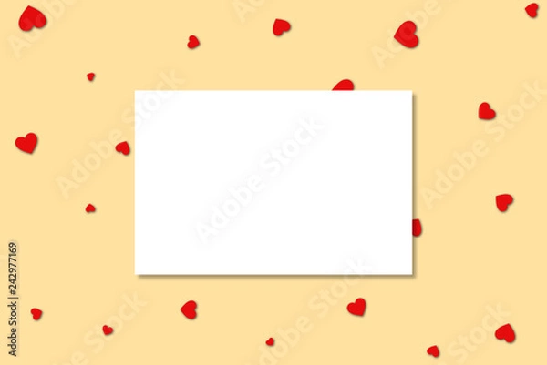 Obraz Flying heart , valentines day background, romantic love simple texture. Frame of hearts Valentine's Day card with empty space