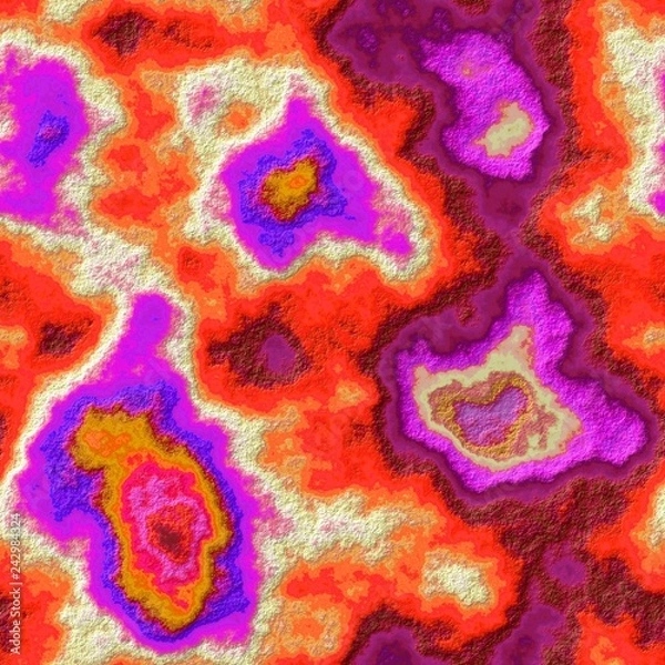 Fototapeta marble agate stony seamless pattern texture background - neon fluorescent red hot pink magenta purple violet ochre color with rough surface
