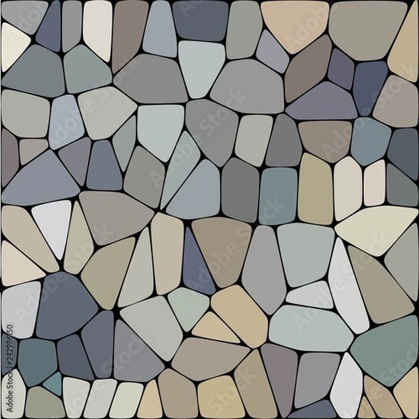 Fototapeta Stone plate paving seamless pattern. Abstract geometric distorted hexagon shapes ornament vector illustration. Black white gray gradient mosaic tracery texture background. eps 10