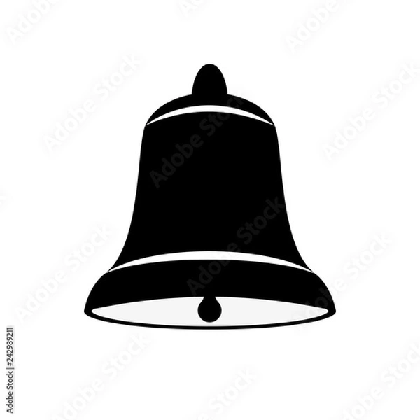 Fototapeta Vector image of a bell of black and white on an isolated white background. Flat icon bell