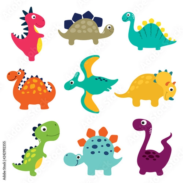 Fototapeta Funny cartoon dinosaurs collection
