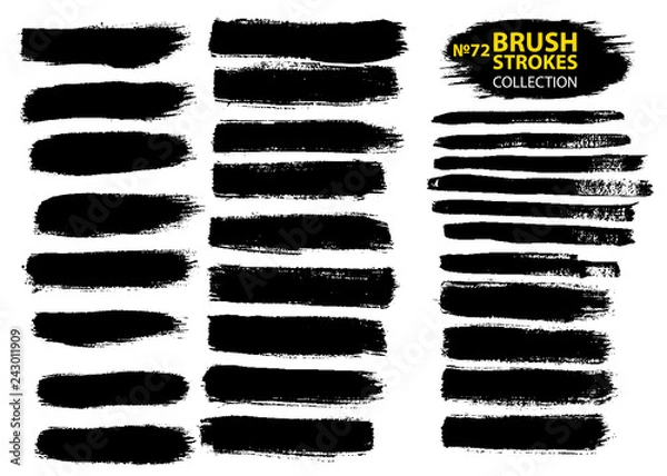 Fototapeta Dirty artistic design elements isolated on white background. Black ink vector brush strokes