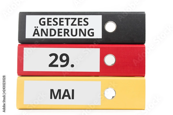 Fototapeta Gesetzesänderung 29. MAI Beschriftung auf Ordner