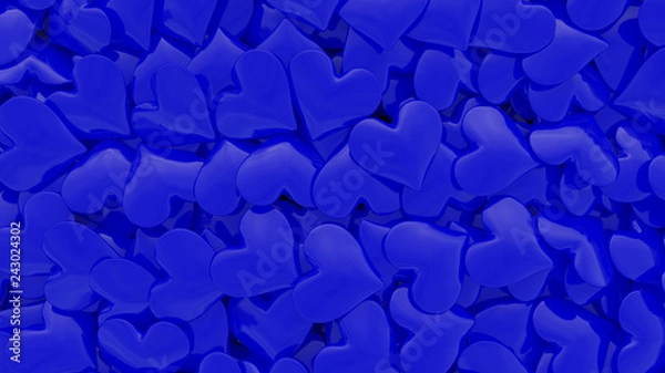 Fototapeta Muchos corazones desparramados azules Ver. 2, 3D